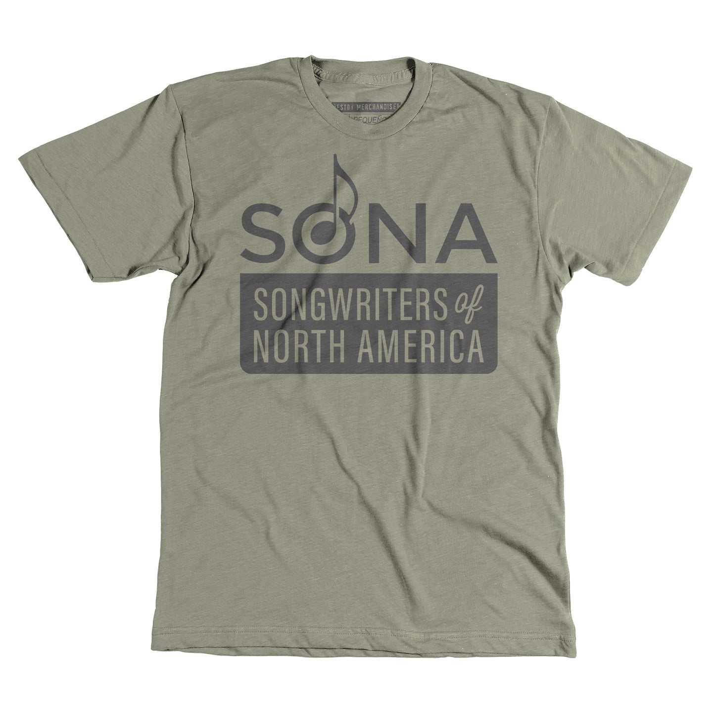 Green shirt that says SONA Songwriters of North America