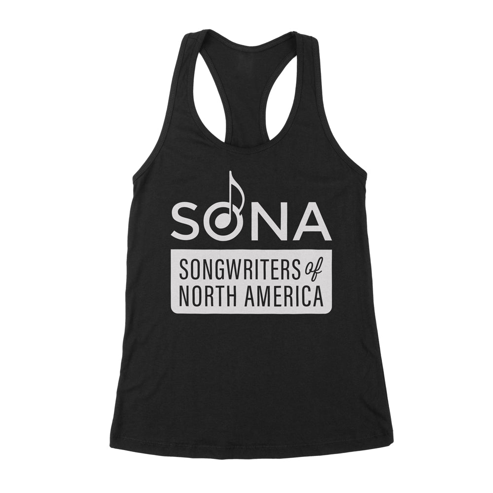 Black tank top that says SONA Songwriters of North America