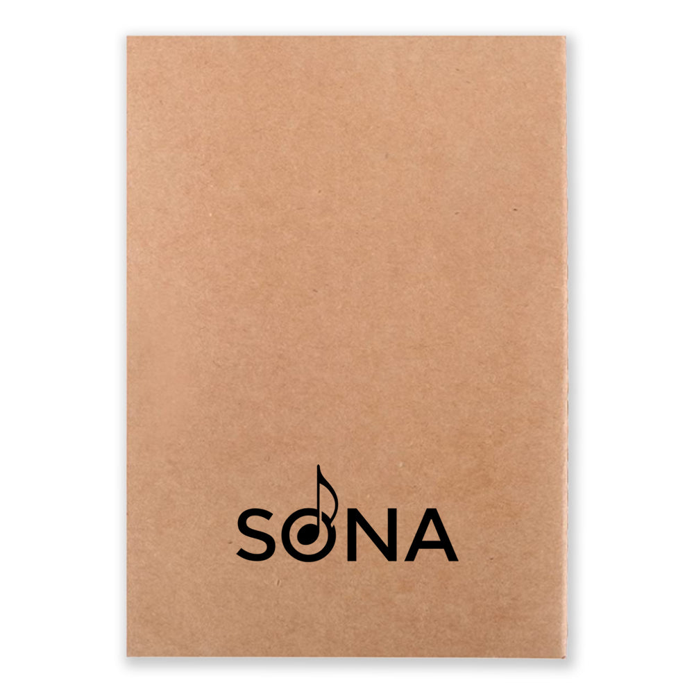 One beige notebook that says SONA at the bottom in black text