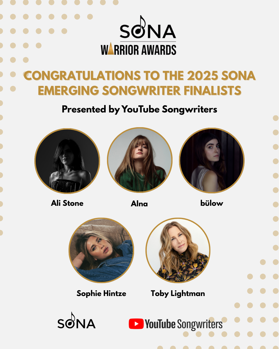 Image of 2025 SONA Emerging Songwriter Finalists 